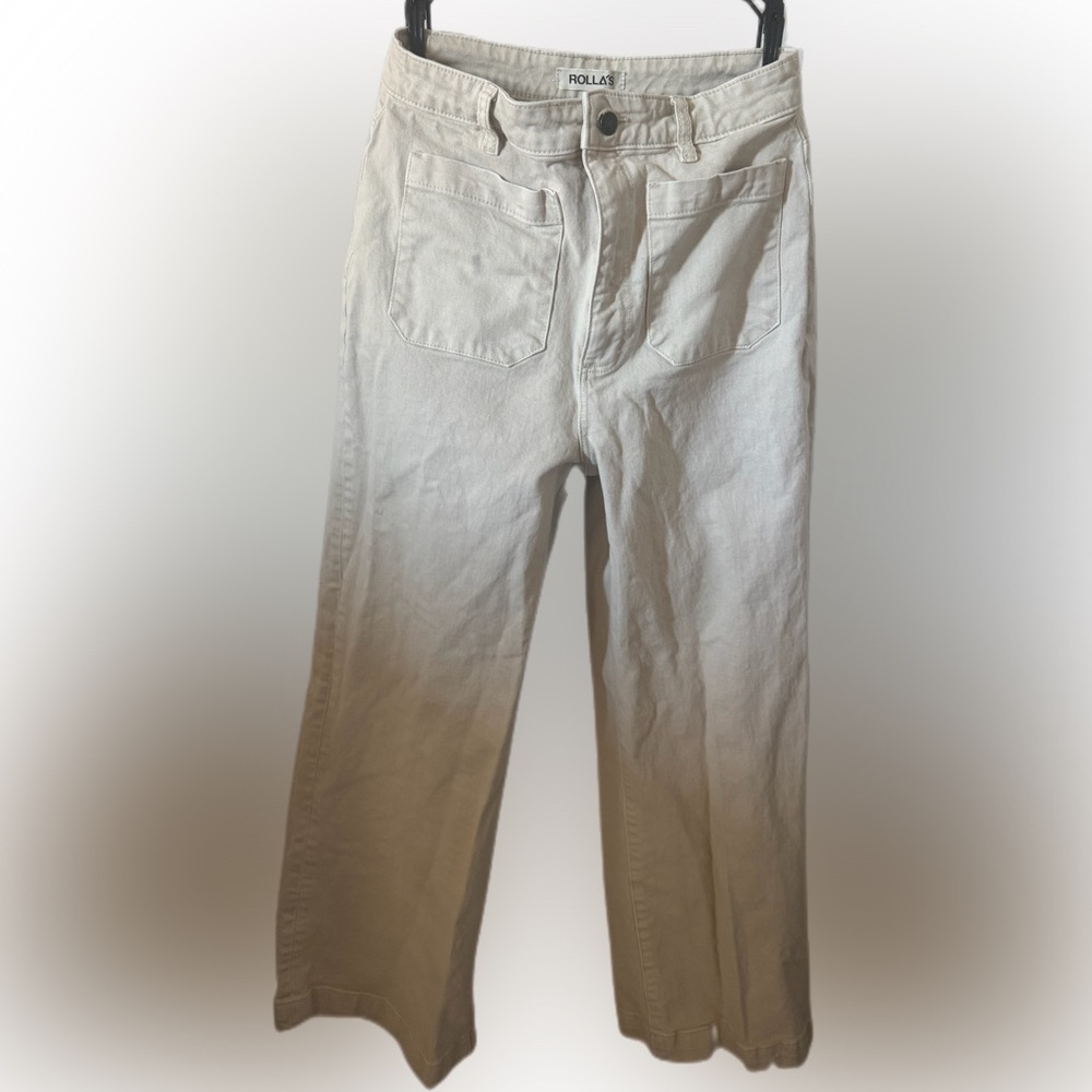 Rolla's Cream High Rise Wide Leg Jeans